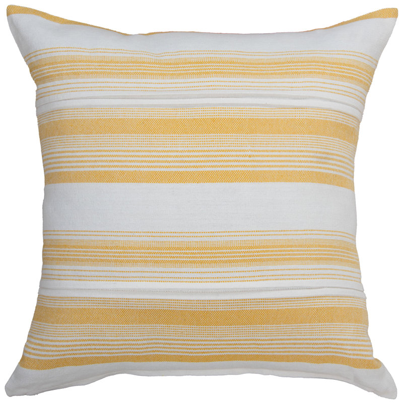 Cotton/Polyester Blend Down Filled Throw Pillow, Polyester, White/Yellow