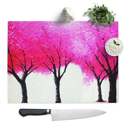 Illuminating Cherry Blossom Trees Abstract  Glass Chopping Board