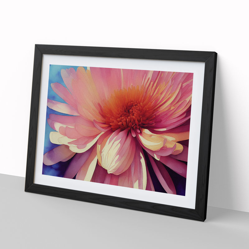 Chrysanthemum Watercolour Flower Vol.3 - Framed Print, Black Framed, 25cm H x 34cm W x 2cm D