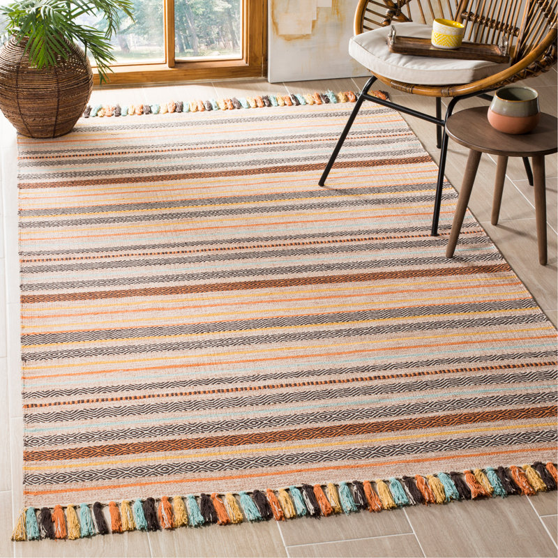Montauk Hand Woven Cotton Striped Rug, Rectangle 8' x 10'