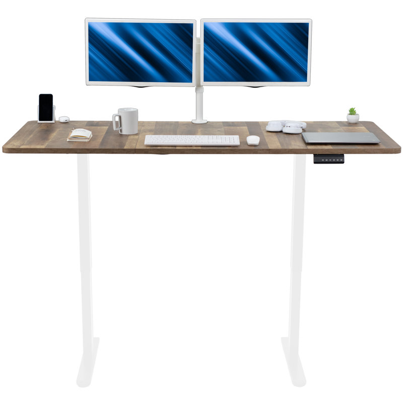 Bureau debout à deux moteurs Vivo Electric, Bois recyclé, L 70,9 po, Blanc