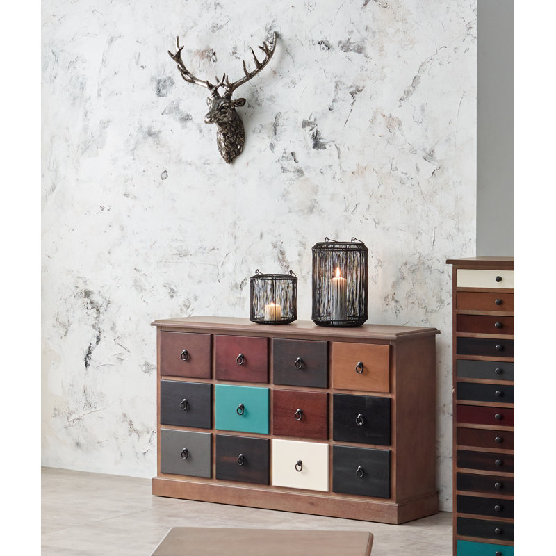 Cecelia Solid Wood 120cm W 12 - Drawer Chest of Drawers, Brown