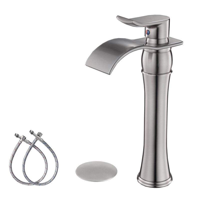 Single-Hole Single-handle Bathroom Faucet with Drain Assembly, Brushed Nickel