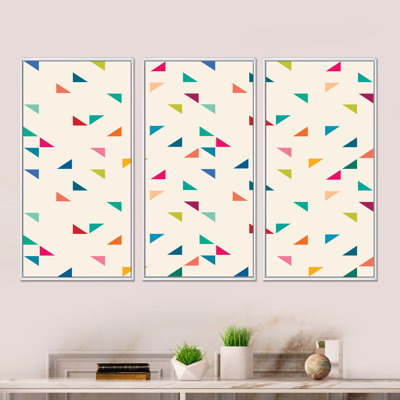«Abstract Triangular Retro Pattern I», reproduction de cadre photo sur toile 3 pièces