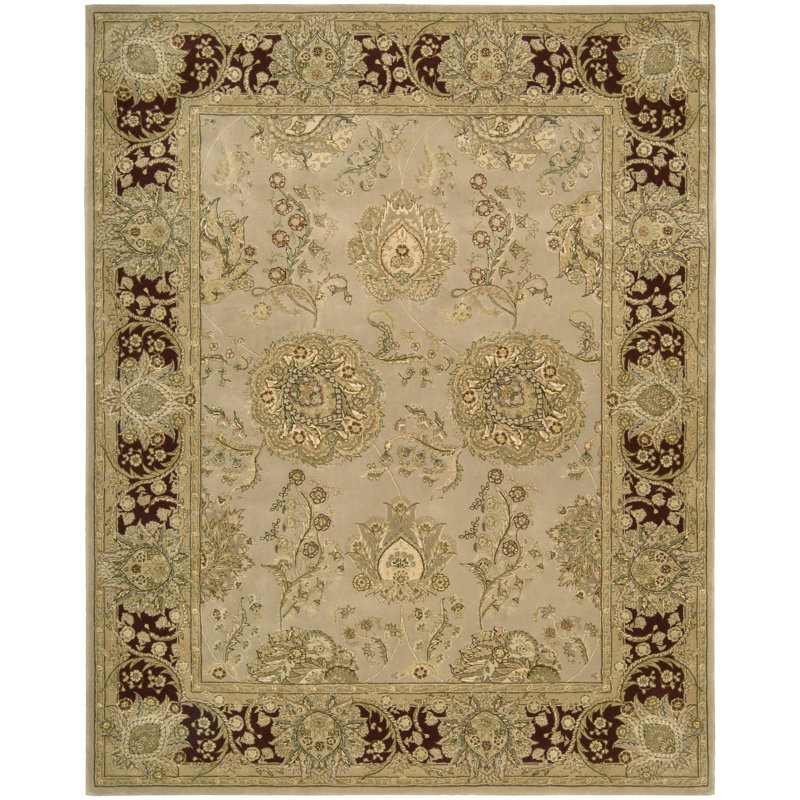 Amani 2000 Oriental Handmade Tufted Beige Area Rug, Rectangle 9'9" x 13'9"