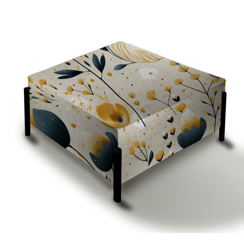 Grand motif floral sarcelle sarcelle - repose-pieds carré floral