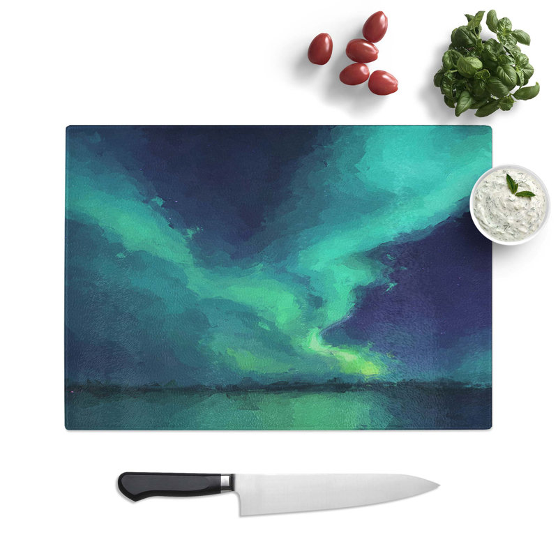 Tempered Glass The Northern Lights in Abisko Sweden in Abstract Chopping Board, 39 cm W x 28.5 cm L