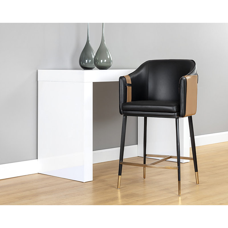Carter Bar & Counter Stool, Black/Cognac, Counter Stool (26.75" Seat Height)