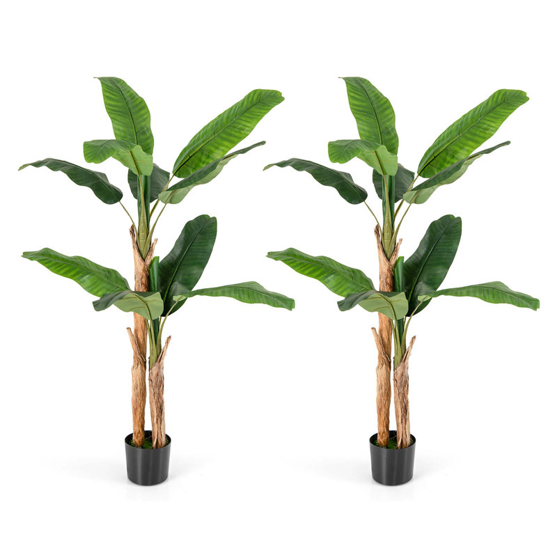 65'' Faux Banana Tree in Planter, 2