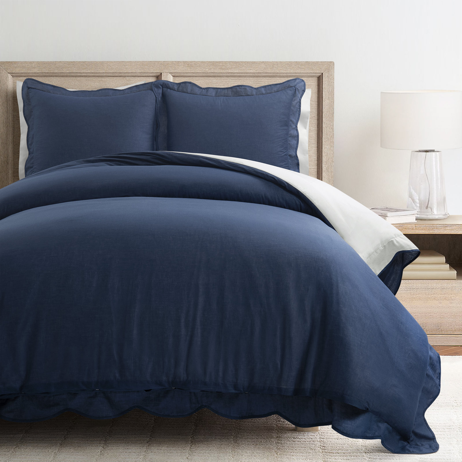 Packard Cotton Duvet Cover Set, Queen Duvet Cover, Navy