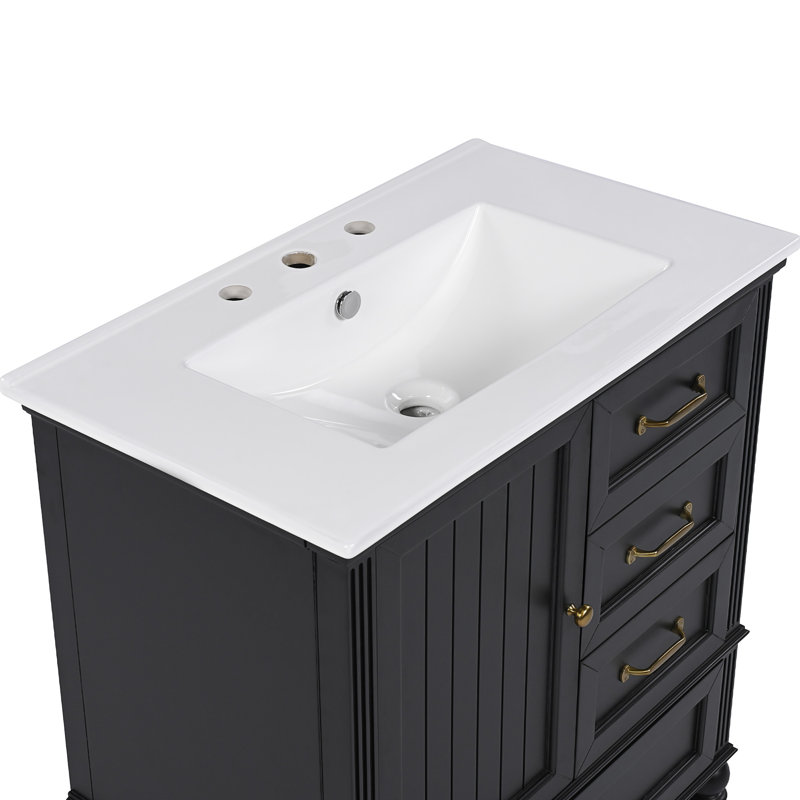 [Video] 30" Bathroom Vanity With Sink, 30", Black