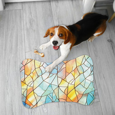 Abstract Art Glass - 1 Piece Bone Shape Feeding Mat