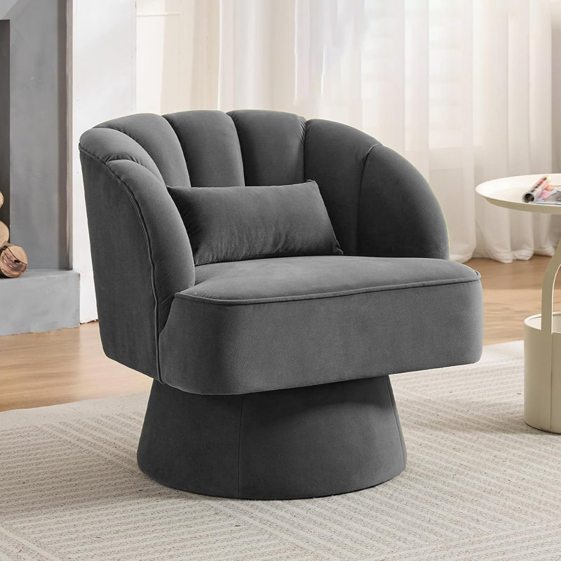 Upholstered Swivel Accent Chair, Grey Velvet