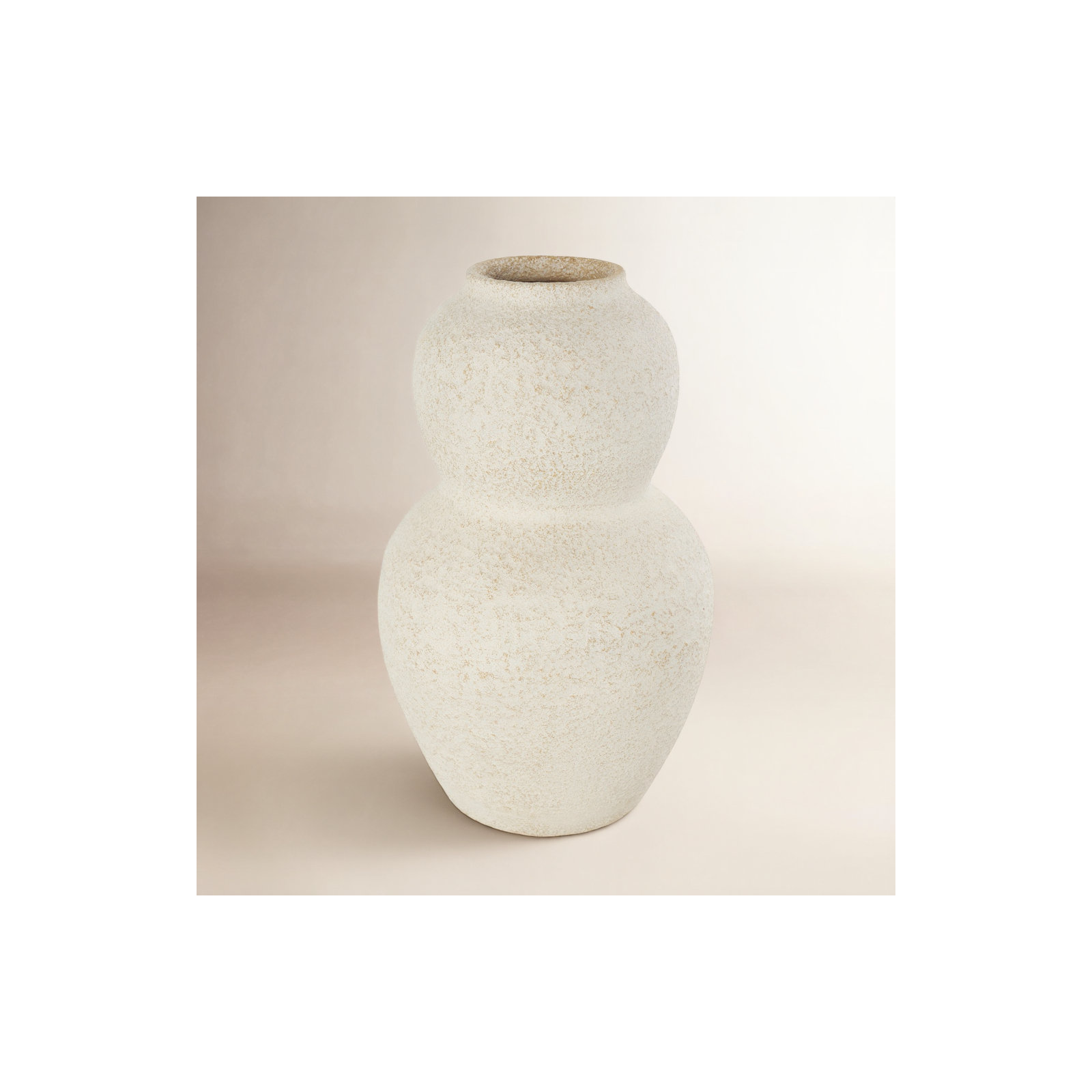 Ceramic Hourglass Textured Decorative Vase with Brown Distressing, Large