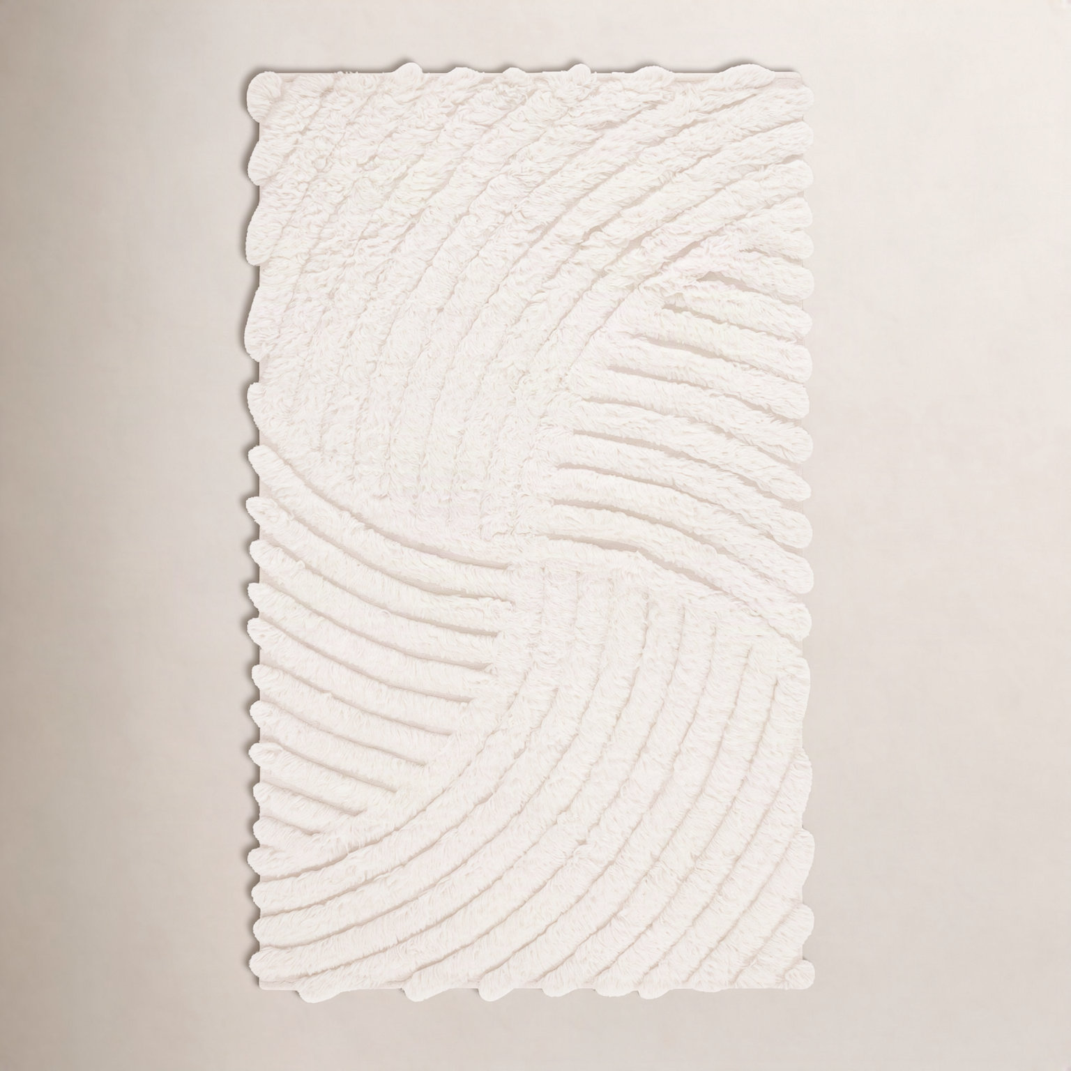 Abriel Ivory Hand-Woven Abstract Wool Rug, Rectangle 10' x 14'