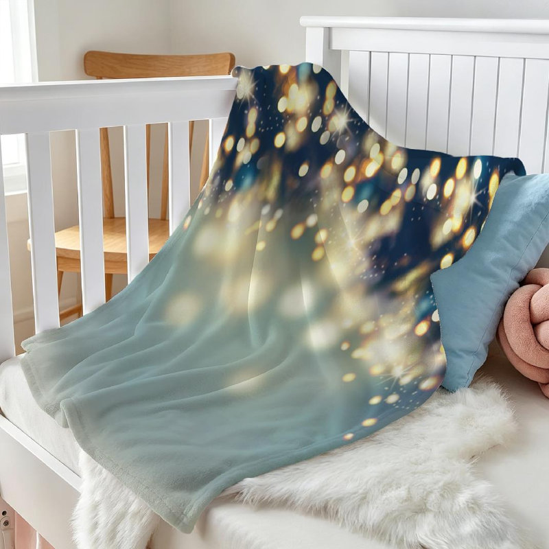 Jeté en flanelle bleue ultra douce, imprimé abstrait recto lumières de Noël, Throw 30" x 40"
