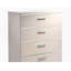 Commode 1 pièce à cinq tiroirs de style contemporain avec accents chromés blanc brillant et finition chromée