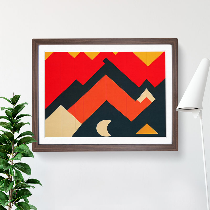 Mind Bending Abstract - Single Picture Frame Print, 46cm H x 64cm W x 2cm D, Walnut