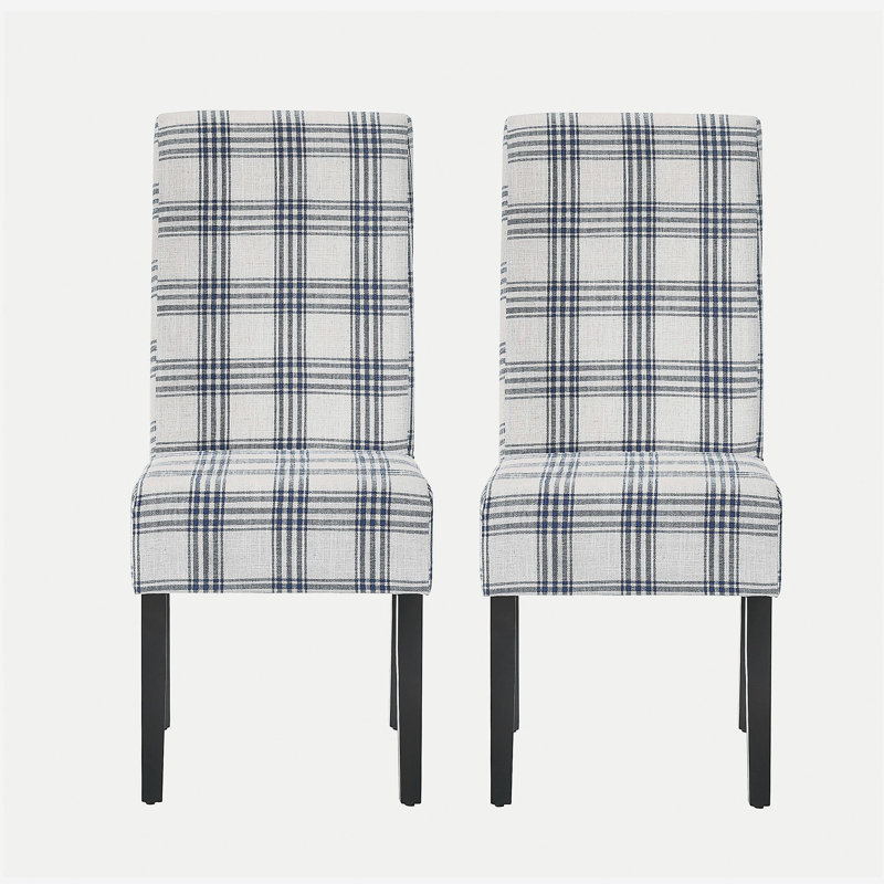 Table et chaises de salle à manger modernes - Le design haut dossier élégant convient à tout décor, À carreaux, bleu