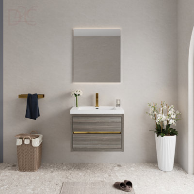 30" Wall-Mounted Bathroom Vanity With Sink, Floating Bathroom Storage Cabinet With Stone Resin Countertop And Soft Close Drawers Fully Assembled