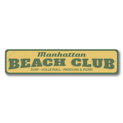 Plaque en aluminium personnalisée Beach Club