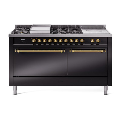 ILVE Nostalgie II 60 in Dual Fuel Range, 7 Burner, Griddle, Frenchtop