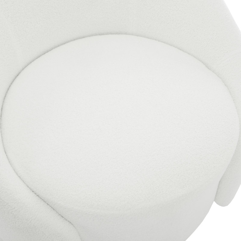 Aunna Upholstered Swivel Barrel Chair, White Teddy