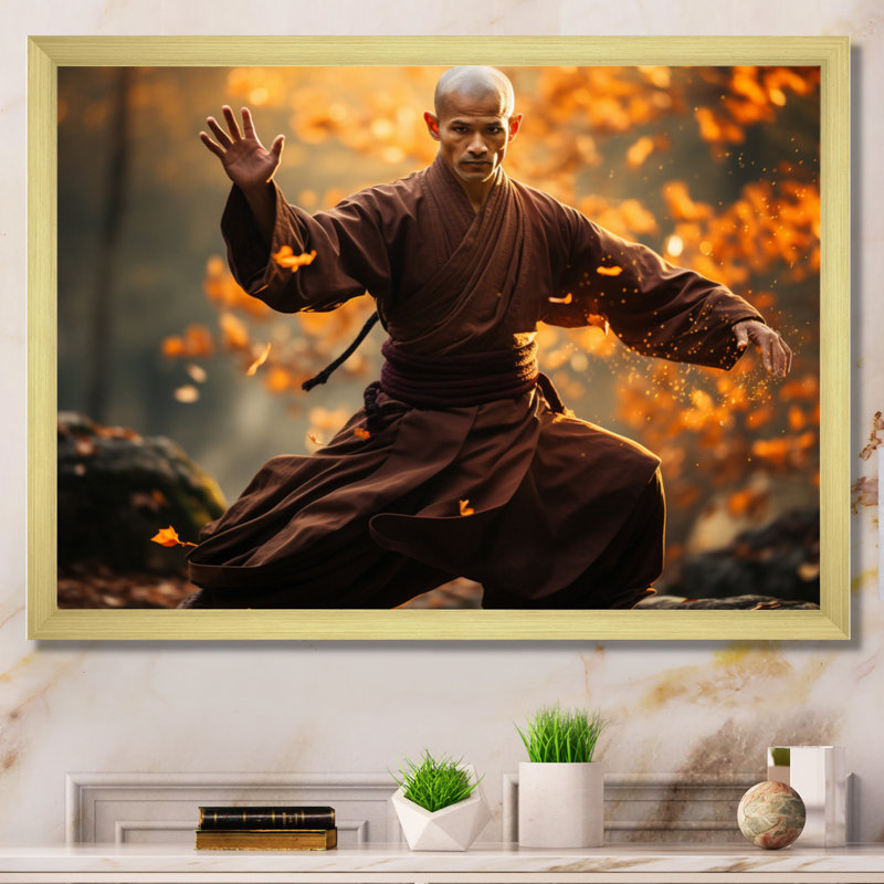 Kung Fu I - Superheros Wall Art Living Room, H 30 po x l 40 po x P 1,5 po, Cadre doré à une seule photo