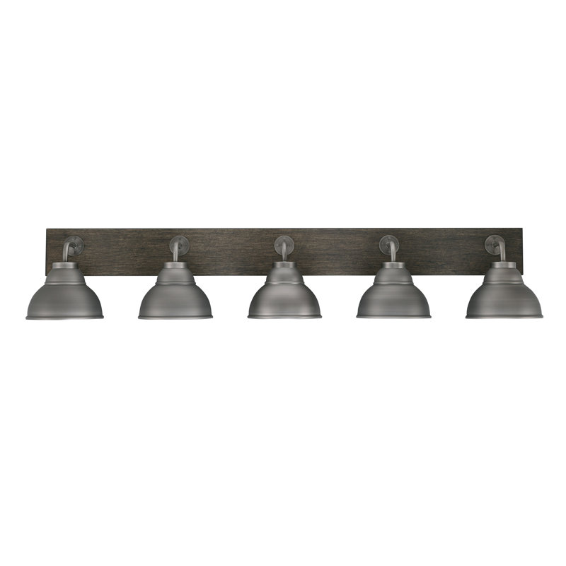 Oxbridge 5 Light Bath Bar Shown With 7" Double Bubble Metal Shades, Graphite / gris vieilli, Graphite