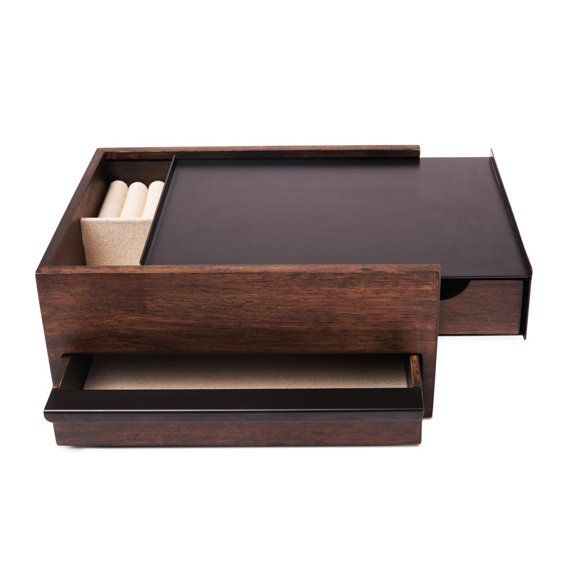 Stow Storage Box, Black/Walnut