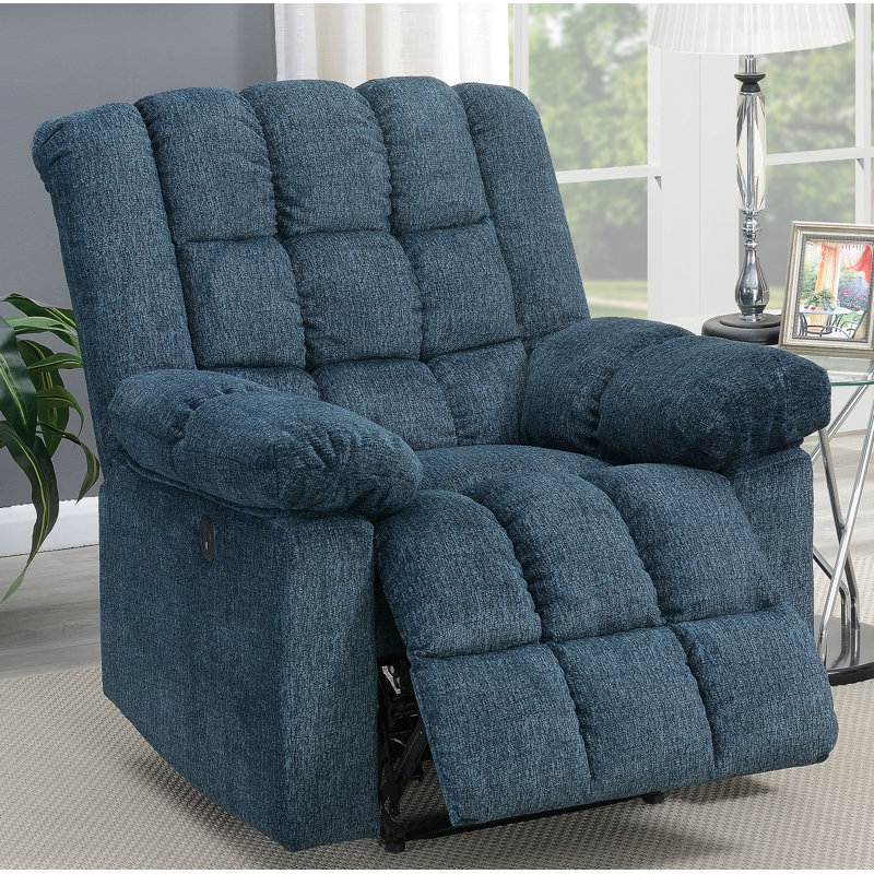 93.98cm Wide Chenille Standard Recliner, Dark Blue