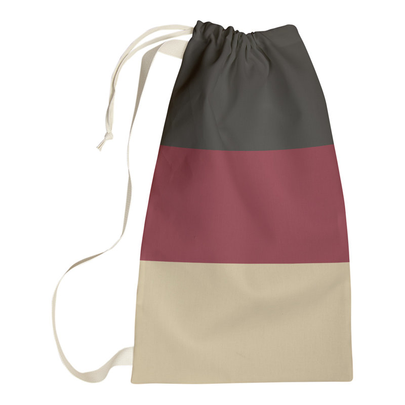 Fabric Laundry Bag with Handles, 29" H x 18" W x 1.5" D, Black/Brick Red/Desert Sand