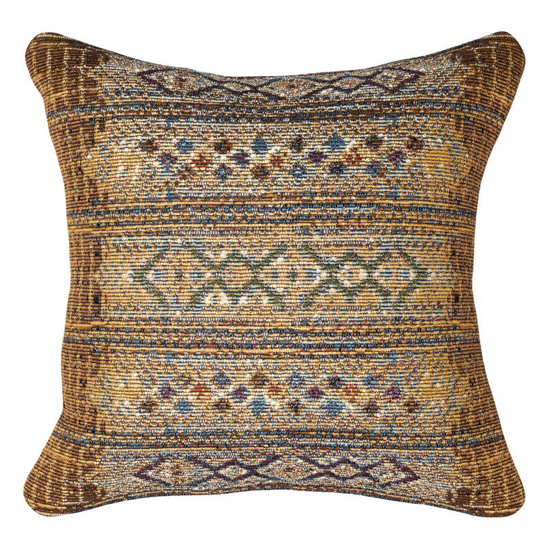 Geometric Outdoor Throw Pillow, Gold, 18"H x 18"W