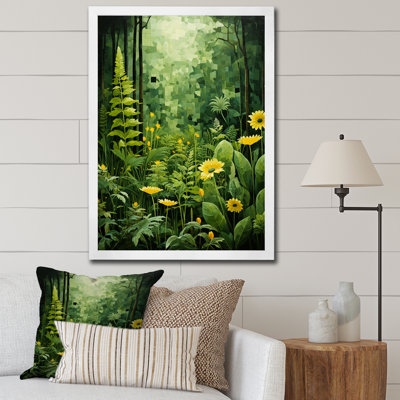 Plantes vertes Reverie Patchwork I - art mural floral salon