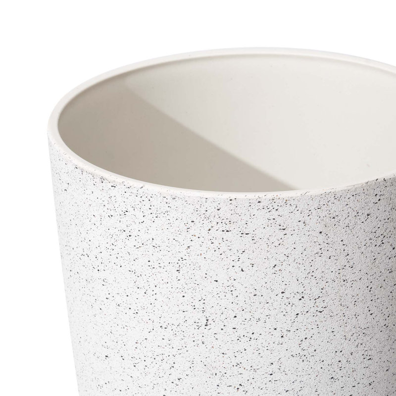 Pot à fleurs rond avec plateau Nova l 12 po, Blanc moucheté, 2, H 20 po x l 11,5 po x P 11,5 po