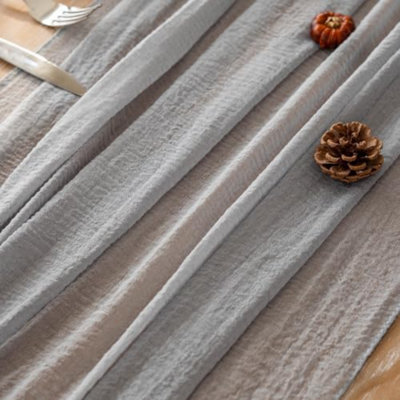 3Pcs Dusty Blue Cheesecloth Table Runner 120 Inches for Party Home Décor