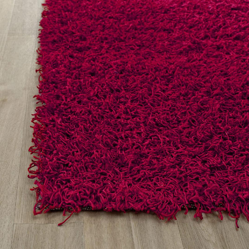 Tapis rouge touffeté à la main Assar, Rectangle 6 pi x 9 pi