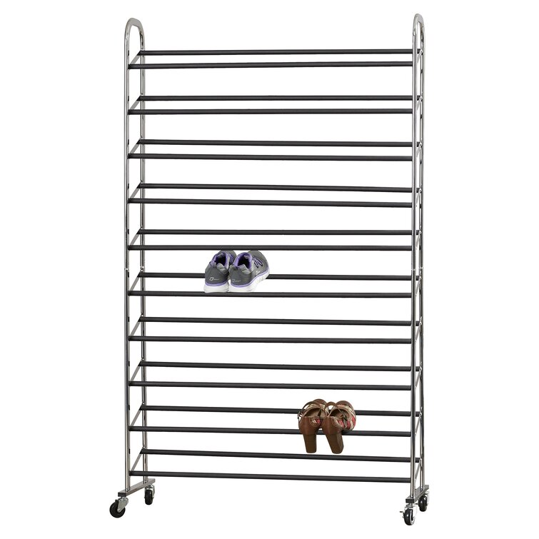 59.5 in. H 45-Pair 10-Tier Gray Metal Shoe Rack