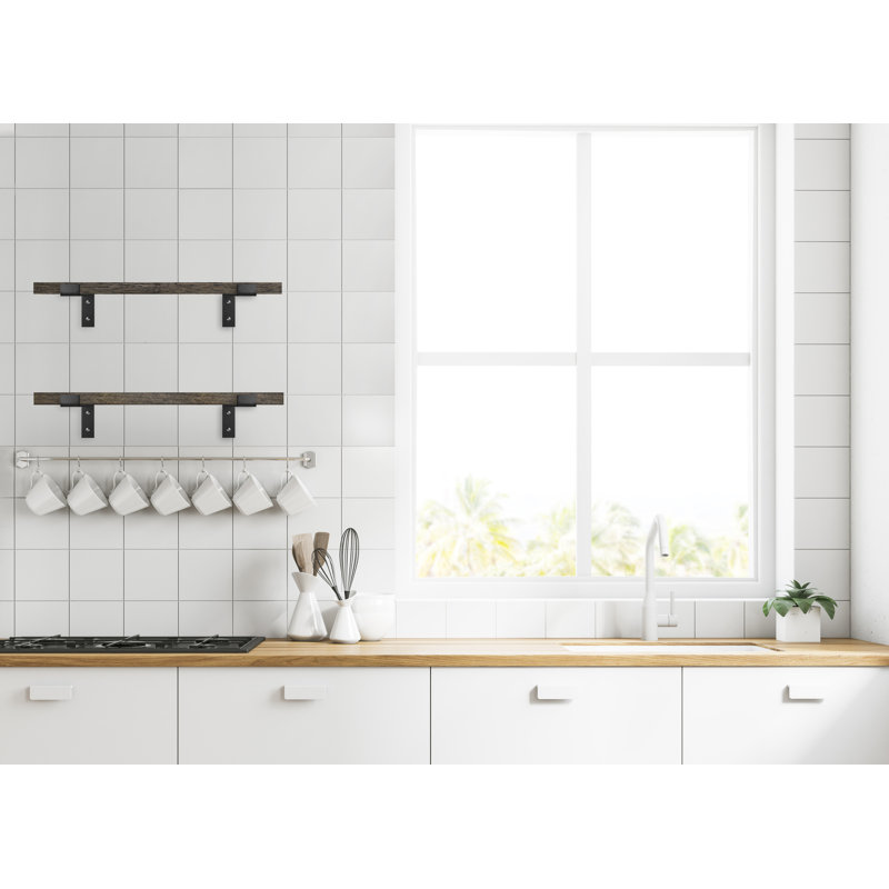 Tablette en chêne 2 pièces Alna, H 1 po x l 12 po x P 7 po, Ébène