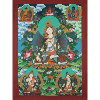 Déesse tibétaine blanche Tara Brocadeless Thangka - peintures de divinités bouddhistes