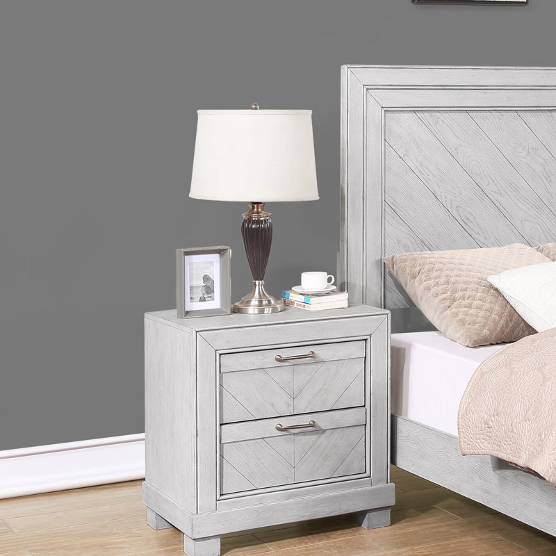 Tiroirs entièrement extensibles - Table de chevet - Argent perle