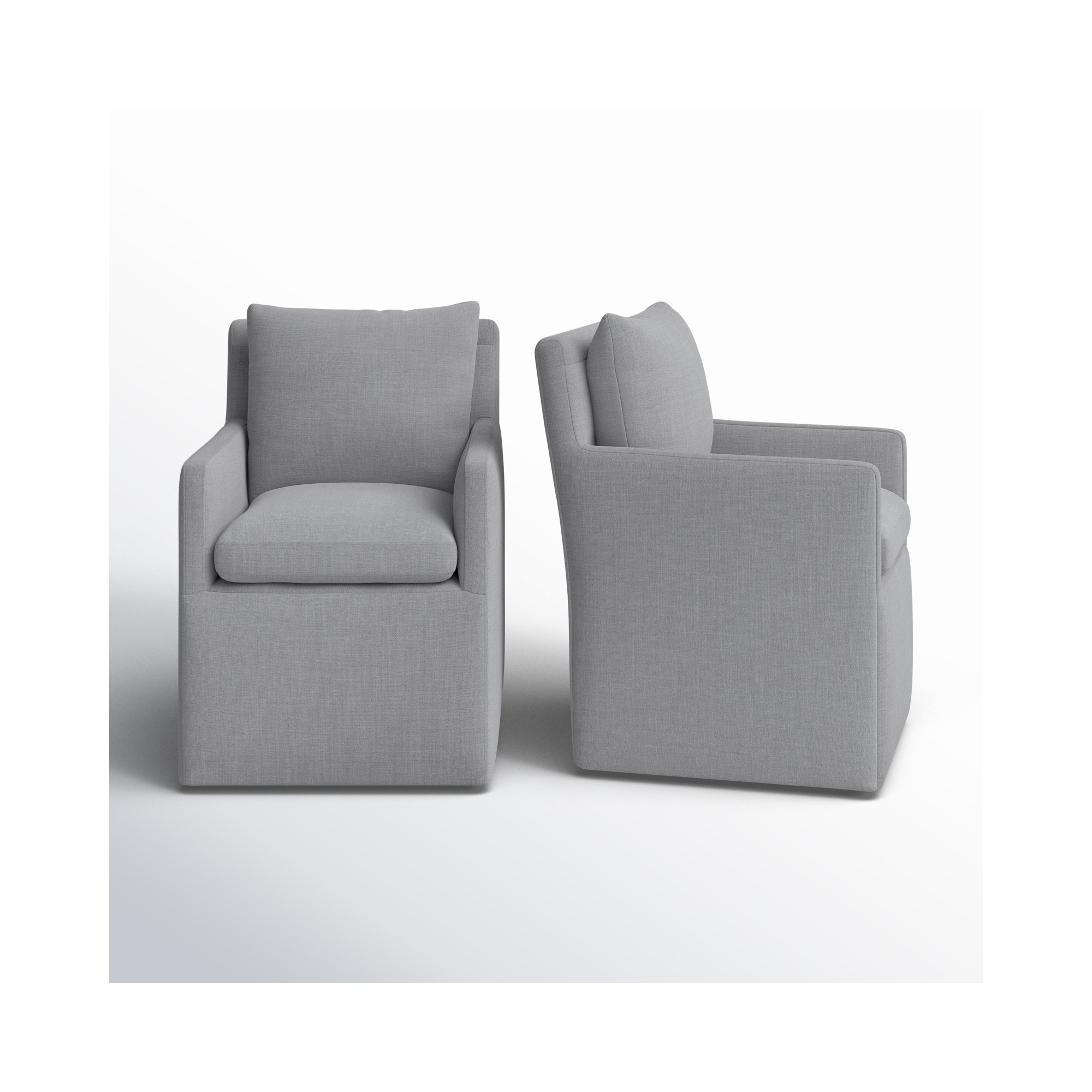 Alayaa Upholstered Arm Chair, Effie Gray Performance Linen