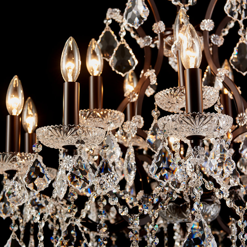 15-Light Dimmable Classic/Traditional Brass Chandelier, Bronze