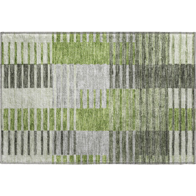 Premium Machine Washable Prisco Green Rug