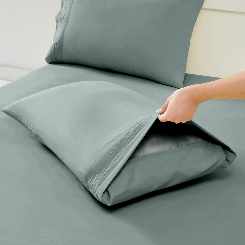 Ensembles de draps en microfibre brossée double ultra réglable, Très grand séparé, Ardoise