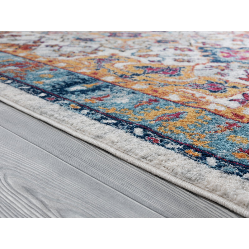 Tapis oriental bleu / brun Yannick, Rond 7 pi 10 po