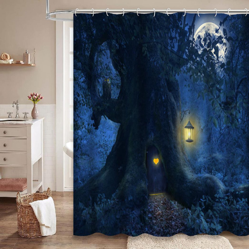 Rideau de douche à 12 crochets Forest Night Little Home, L 72 po x l 84 po