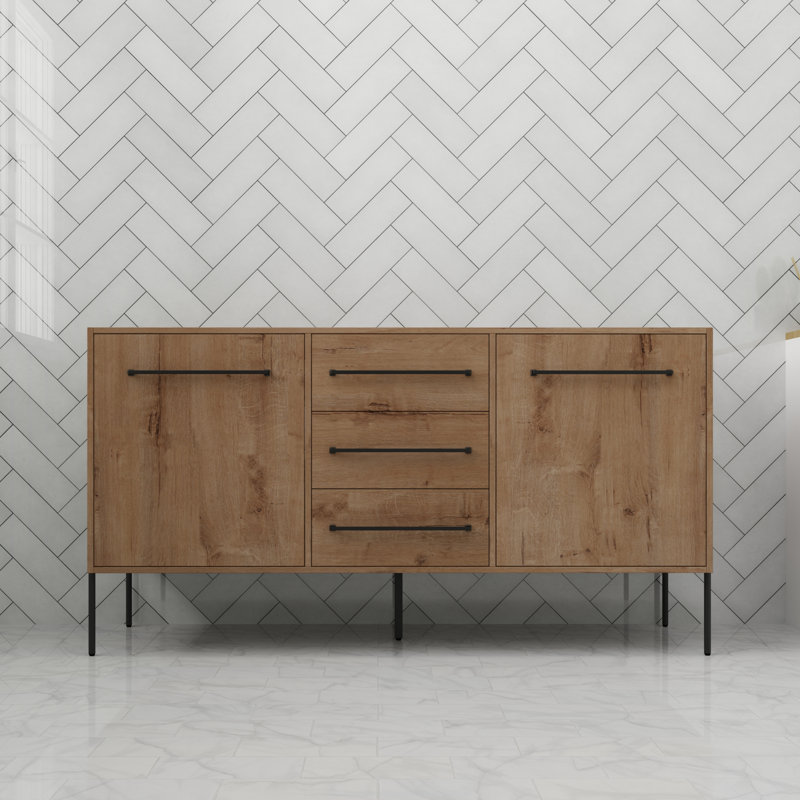 Base de meuble-lavabo autoportant 60 "avec tablettes et tiroirs 60"
