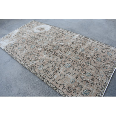 Élégant tapis beige, tapis floral classique de 57,5 po x 107,1 po