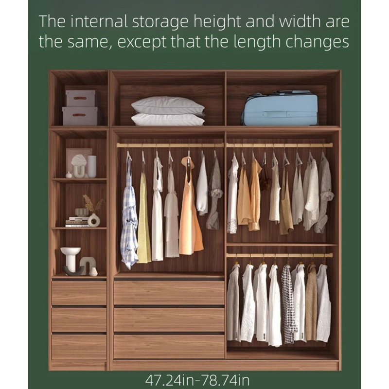 Simple Two Colour Push And Pull Wardrobe, 82.68" H x 78.74" W x 22.83" D